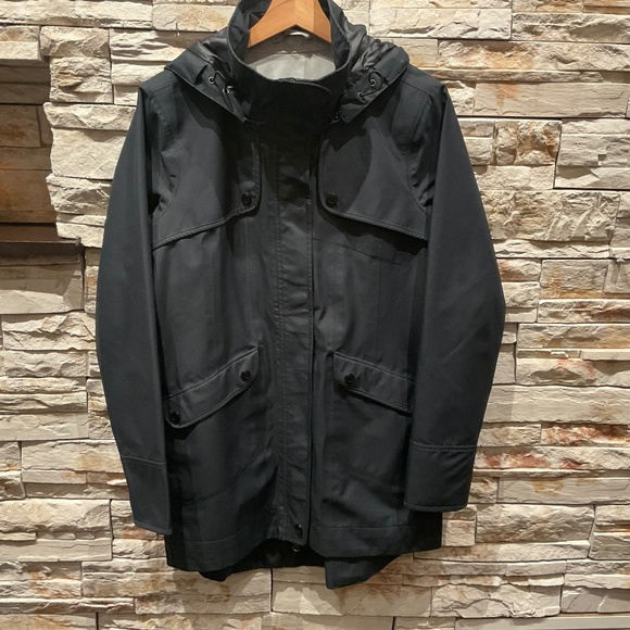 Athleta Women’s Rain  Waterproof Hooded  Trench  Black  Coat, Size  S - Picture 1 of 5